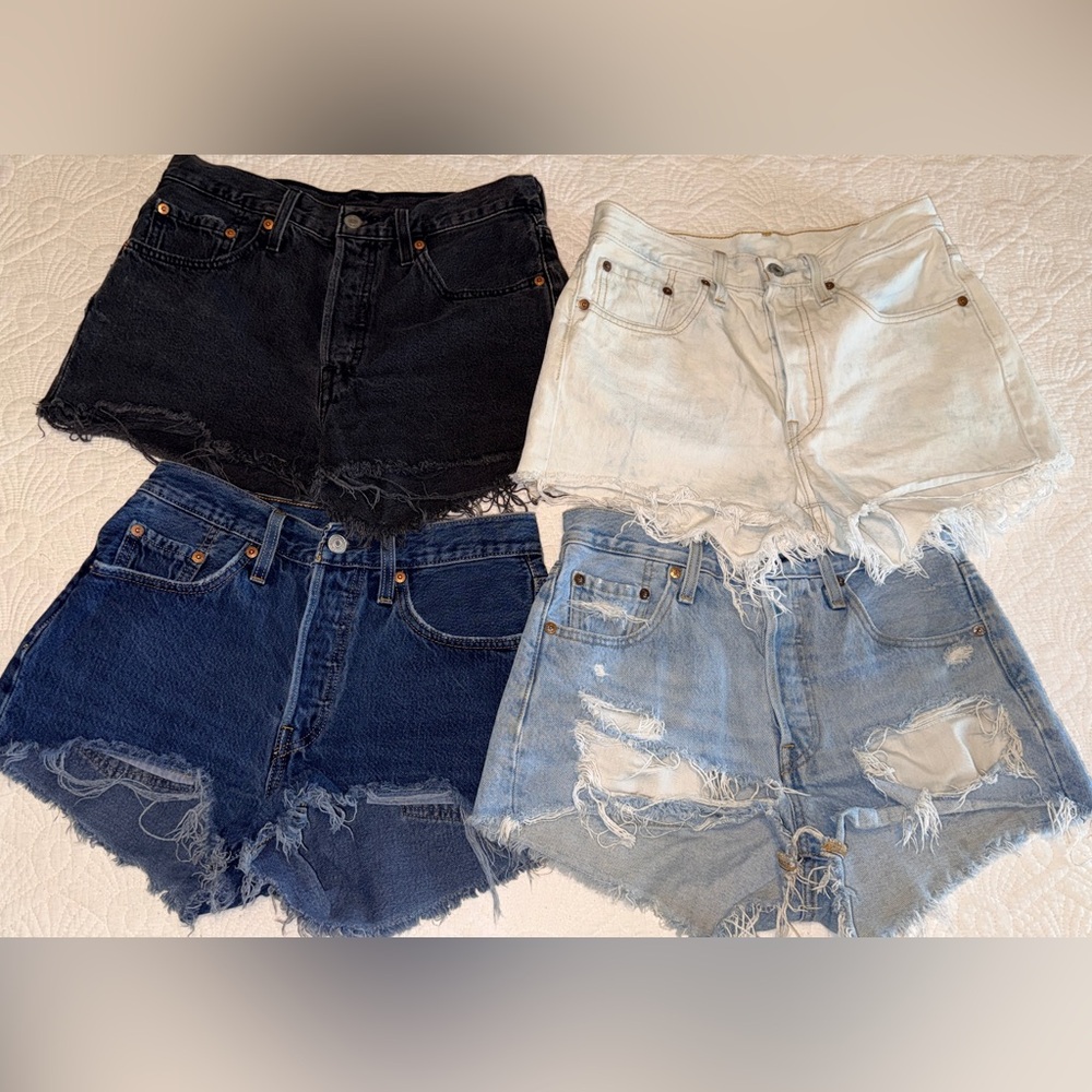 Levi’s 501 High-Rise Distressed Denim Shorts - Lot of 4 size 27
